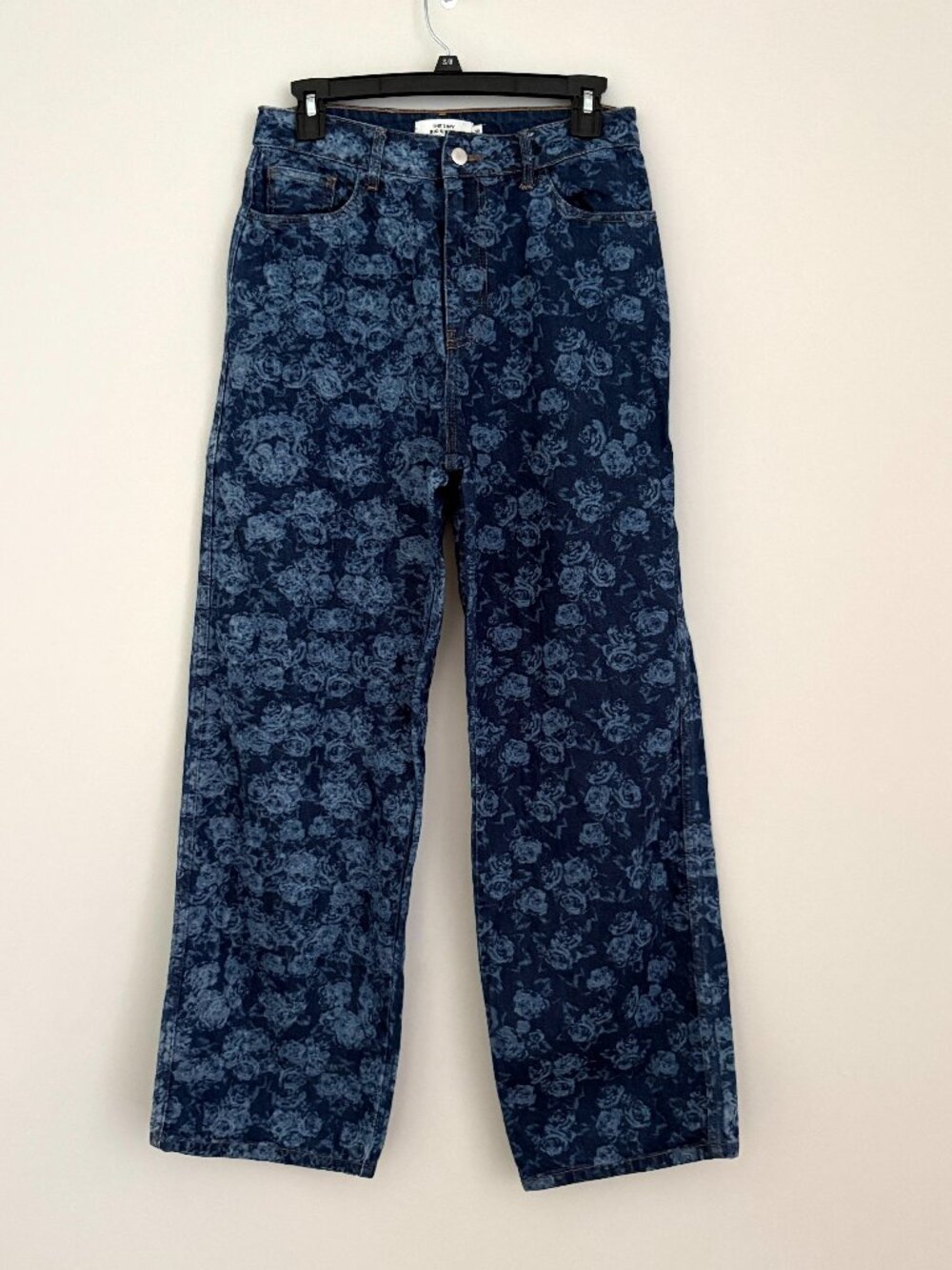 The Tiny Big Sister Blue Floral Wide Leg Jeans Indie Retro Cottagecore Denim 38